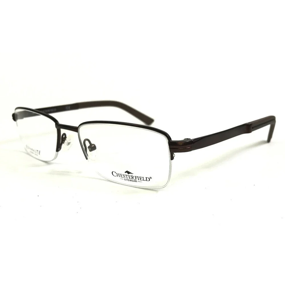 Chesterfield Eyeglasses Frames CH863 01F1 Brown Rectangle Half Rim 53-18-140